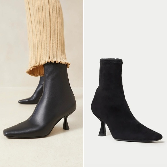 EUC, Loeffler Randall Thandy Black Suede Curved Heel Booties, Size 11.5 - Picture 1 of 16